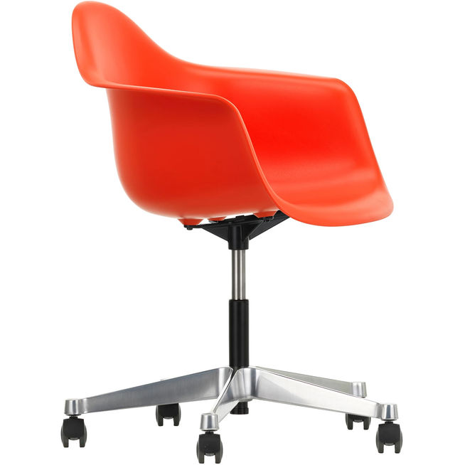 Photo of Eames Plastic Armchair Pacc - 03 Poppy Red - Castors Soft - Skrivbordsstolar - Charles & Ray Eames - Röd