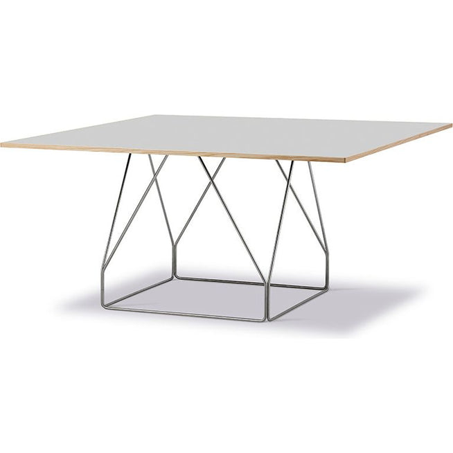 Photo of Jg Table 6569 By Jørgen Gammelgaard - Spisebord - Grey Linoleum W/natural Ash / Brushed Stainless Steel - W140 X D140 X H72 Cm