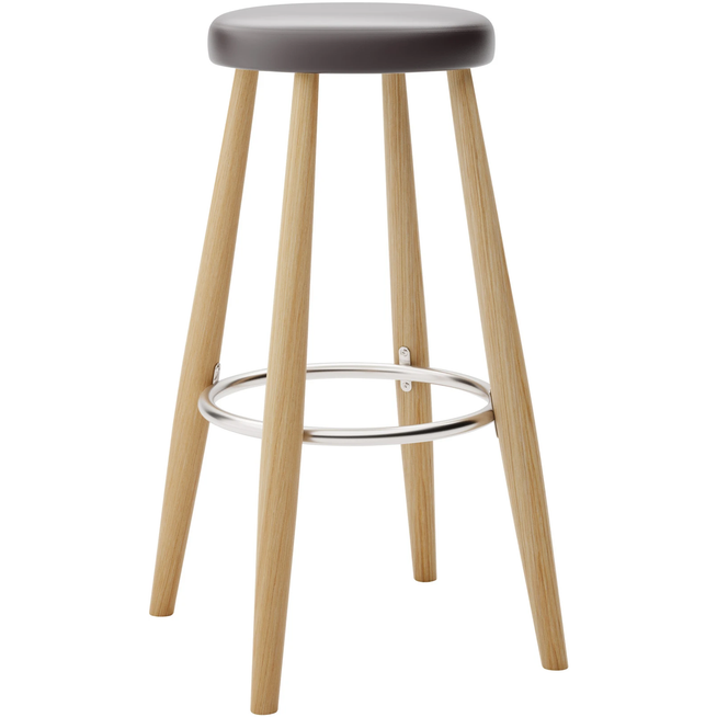 Photo of Carl Hansen - Ch56 High Stool, Oiled Oak, Leather Group B Thor - 306 - Bar stools & Bar stools - Hans J. Wegner - Wood - Leather/metal/wood