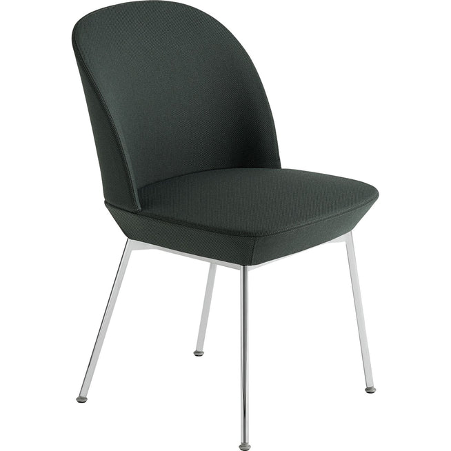 Photo of Oslo Side Chair, Twill Weave 990 Chrome Legs - Dining chairs - Anderssen & Voll - Green - Metal/synthetic/wool