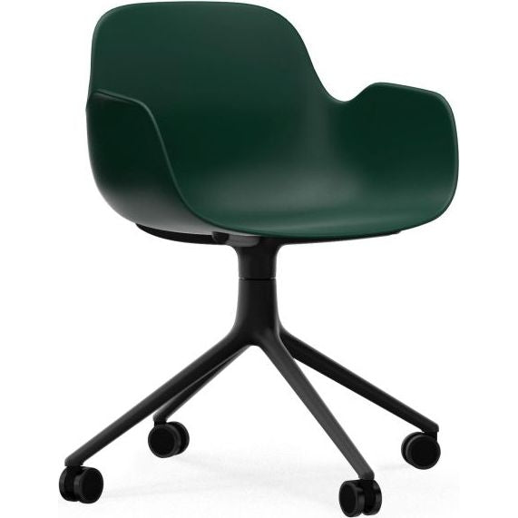 Photo of Form Armchair Swivel 4w Alu - Kontorstol - Green / Black Aluminum - H79 X W56 X D52 X Sh44 Cm