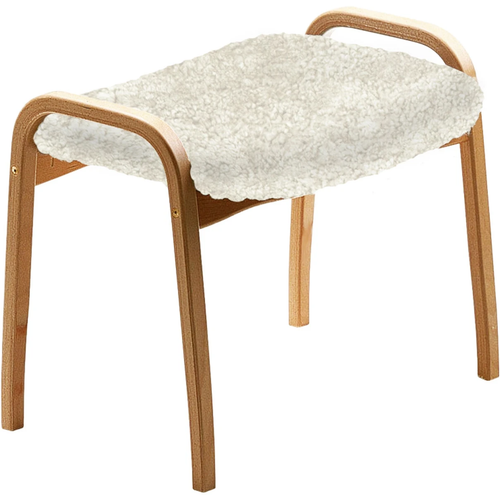 Photo of Lamino Stool, Oak, Sheepskin Off-white - Footstools - Yngve Ekström - White - Wood/textile/wool