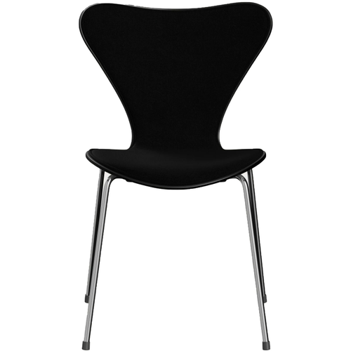 Photo of 3107 Sjuan - Front cover, Black, Fabric, Hallingdal 190 - Dining chairs - Arne Jacobsen - Black - Metal/wood/textile material