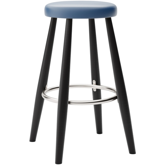 Photo of Carl Hansen - Ch58 Low Stool, Black lacquered oak, Leather group A Loke - 7310 - Bar stools & bar stools - Hans J. Wegner - Black - Leather/metal/wood
