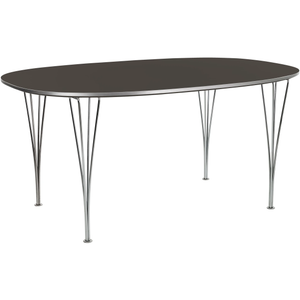 Photo of Superellips B613 – 180x120 Cm Grey Bromo/chrome - Dining table - Arne Jacobsen,bruno Mathsson,piet Hein - Grey - Metal/wood