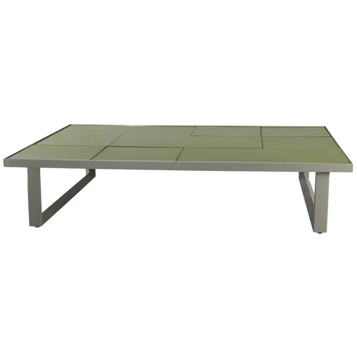 Photo of Glaze Sofabord - Rektangulær - Sofabord - Frame: Taupe, Aluminium / Tabletop: Green, Glazed Lava Stone - W120 X D70 X H24 Cm