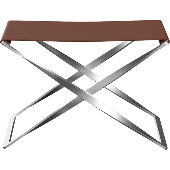 Photo of Pk91, Leather, Aura Cognac - Footstools - Poul Kjærholm - Brown - Metal