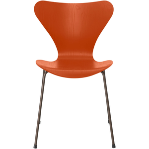 Photo of 3107 Seven, coloured box, Venetian Red, Underframe Brown Bronze - Dining chairs - Arne Jacobsen - Red - Metal/wood