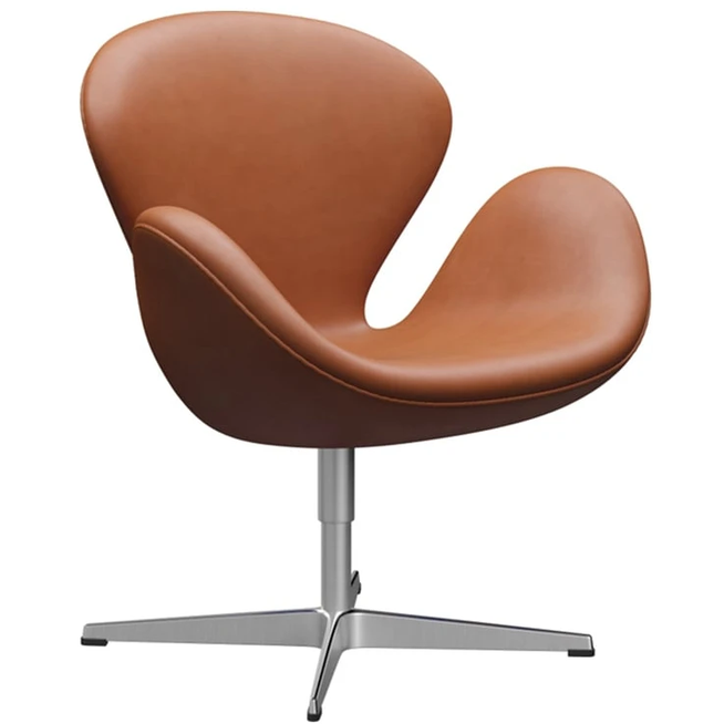 Photo of 3320 Swan Lounge Chair | Leather | Satin Brushed Stainless Steel Stand