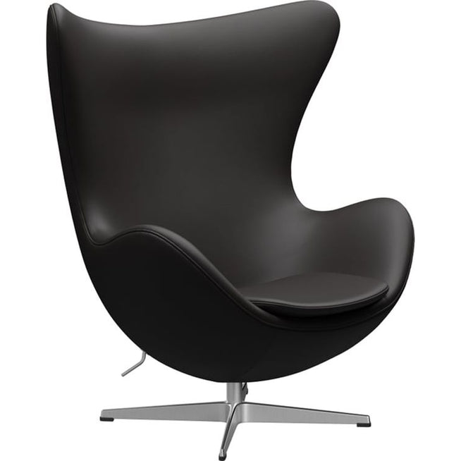 Photo of Ägget 3316 Fåtölj Leather Aura Black Brown-steel