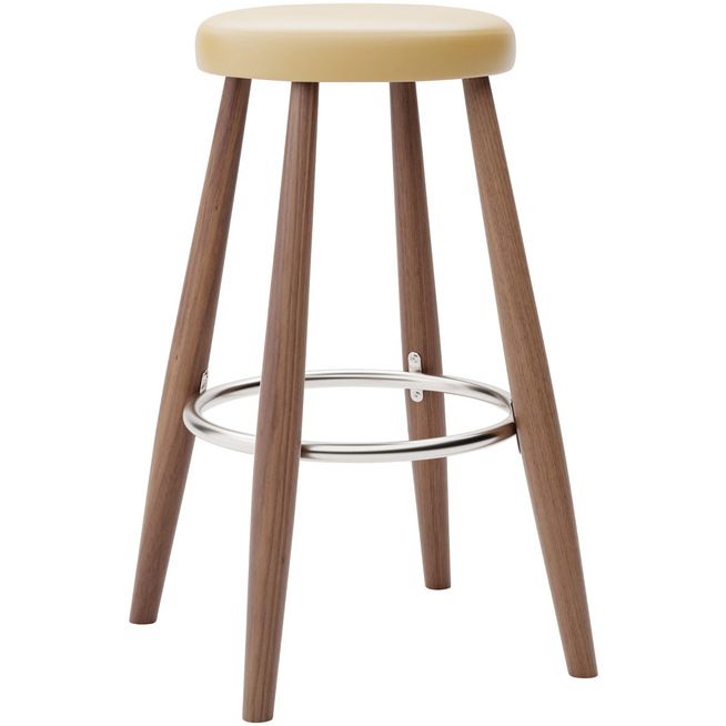 Photo of Carl Hansen - Ch58 Low Stool, Oiled Walnut, Leather Group B Thor - 325 - Bar stools & Bar stools - Hans J. Wegner - Wood - Leather/metal/wood
