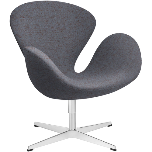 Photo of 3320 Swan Armchair, Orange/blue 1150 Christianshavn Fabric, Swivel Star Base - Swivel Armchairs - Arne Jacobsen - Blue - Metal/Foam/Wool