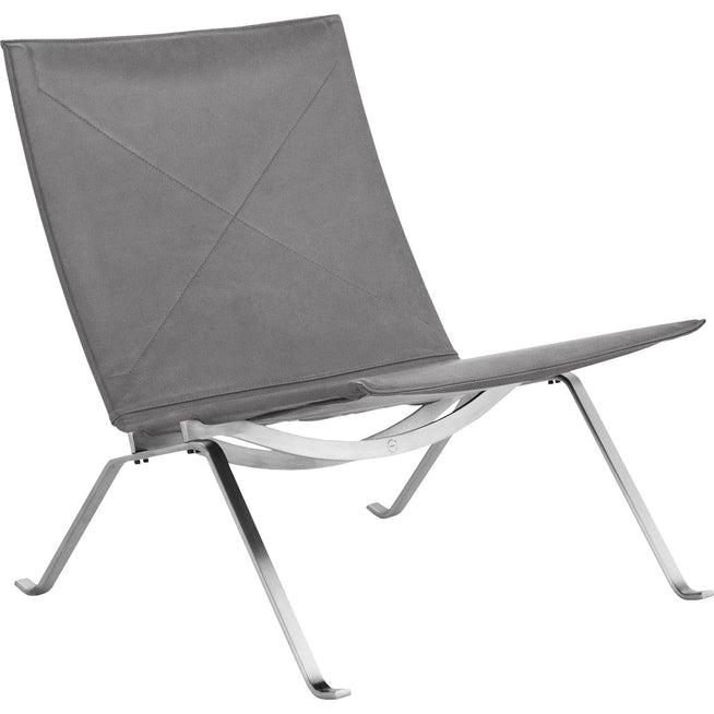 Photo of Pk22, Leather, Embrace Concrete Grey - Armchairs - Poul Kjærholm - Grey - Leather/metal
