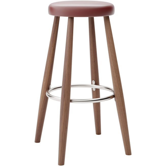 Photo of Carl Hansen - Ch56 High Stool, Oiled Walnut, Leather Group B Thor - 332 - Bar stools & Bar stools - Hans J. Wegner - Wood - Leather/metal/wood
