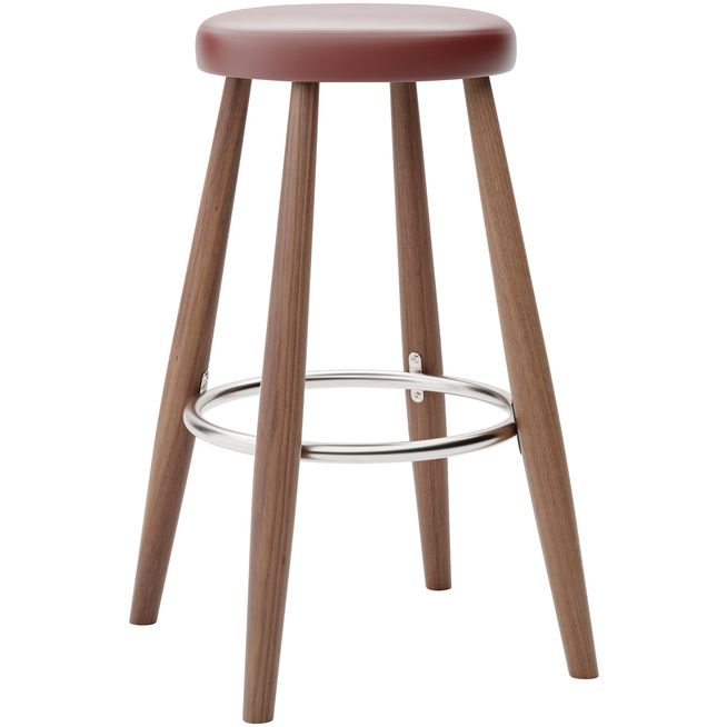 Photo of Carl Hansen - Ch58 Low Stool, Oiled Walnut, Leather Group B Thor - 332 - Bar stools & Bar stools - Hans J. Wegner - Wood - Leather/metal/wood