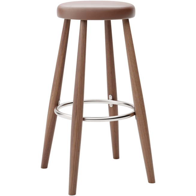Photo of Carl Hansen - Ch56 High Stool, Oiled Walnut, Leather Group C Sif - 92 - Bar stools & Bar stools - Hans J. Wegner - Wood - Leather/metal/wood