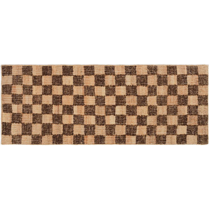Photo of Check Wool Jute Gulvtæppe - Gulvtæppe - 70 X 180 - Coffee/natural - W70 X D1 X H180 Cm