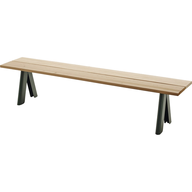 Photo of Overlap Bench, Western Red Cedar, Steel / Hunter Green - Garden Benches - Taf Studio - Green - Metal/Wood