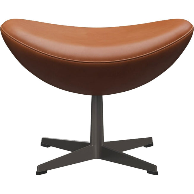 Photo of 3127 Ägget Footstool, Grace Walnut Leather Warm Graphite - Footstools - Arne Jacobsen - Grey - Leather/metal/synthetic
