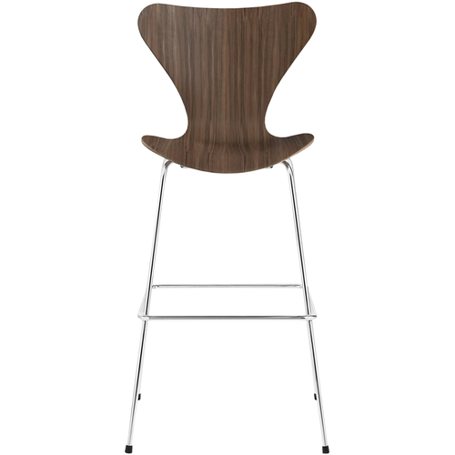 Photo of 3197 Sjuan, Walnut veneer - Bar stools & Bar stools - Arne Jacobsen - Wood-coloured - Leather/metal/wood