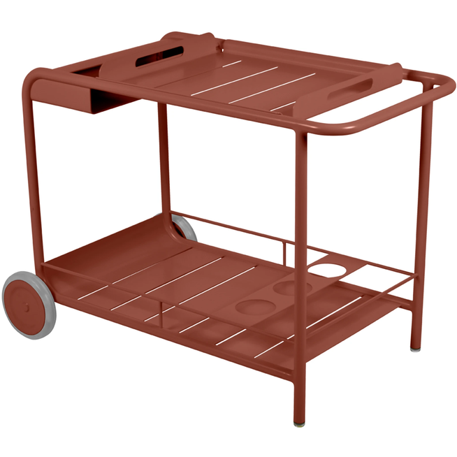 Photo of Luxembourg Side Bar/trolley Bar, Red Ochre - Small Tables & Outdoor Side Tables - Frédéric Sofia - Red - Metal