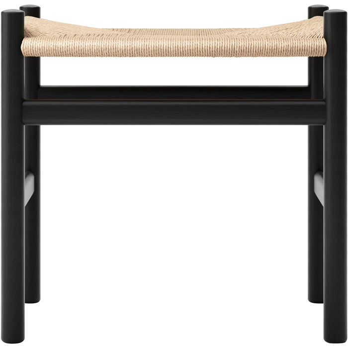 Photo of Carl Hansen - Ch53, oak, black, natural braided, 43 cm - footstools - Hans J. Wegner - black - paper/wood