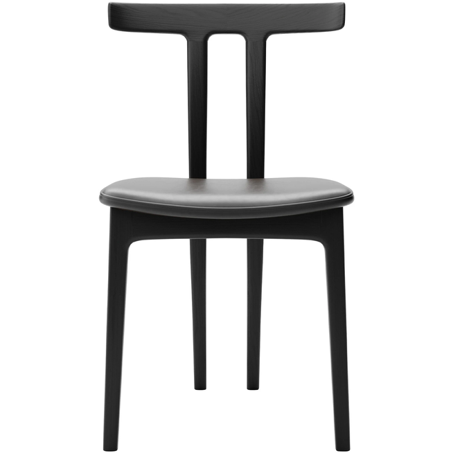 Photo of Carl Hansen - Ow58, T-chair, Oak Black, Leather Cat. C Sif 98 - Matstolar - Ole Wanscher - Läder/trä/skum