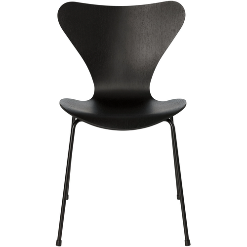 Photo of 3107 Sjuan monochrome, coloured ash veneer, black - dining chairs - Arne Jacobsen - black - wood
