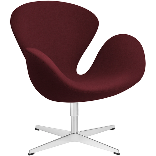 Photo of 3320 Swan Armchair, Red Uni 1140 Christianshavn Fabric, Swivel Star Base - Swivel Armchairs - Arne Jacobsen - Red - Metal/foam/wool