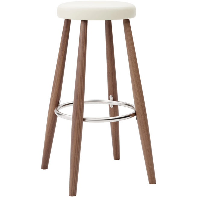Photo of Carl Hansen - Ch56 High Stool, Oiled Walnut, Leather Group B Thor - 300 - Bar stools & Bar stools - Hans J. Wegner - Wood - Leather/metal/wood