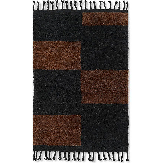 Photo of Mara Knotted Rug - Gulvtæppe - Black/chocolate Lille - B: 80 X H: 120 X D: 4 Cm
