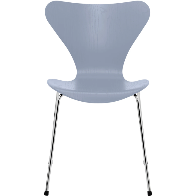 Photo of Sjuan 3107 Lavender Blue Coloured Ash/chrome - Dining chairs - Arne Jacobsen - Blue - Metal/wood