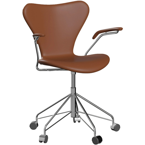 Photo of 3217 Sjuan - Fully upholstered, Leather, Soft cognac - Desk chairs - Arne Jacobsen - Brown