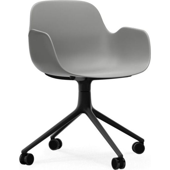 Photo of Form Armchair Swivel 4w Alu - Kontorstol - Grey / Black Aluminum - H79 X W56 X D52 X Sh44 Cm