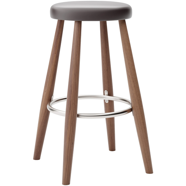 Photo of Carl Hansen - Ch58 Low Stool, Oiled Walnut, Leather Group B Thor - 306 - Bar stools & Bar stools - Hans J. Wegner - Wood - Leather/metal/wood