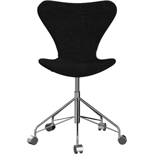 Photo of 3117 Sjuan - Fully upholstered, Fabric, Hallingdal 180 - Desk chairs - Arne Jacobsen - Black