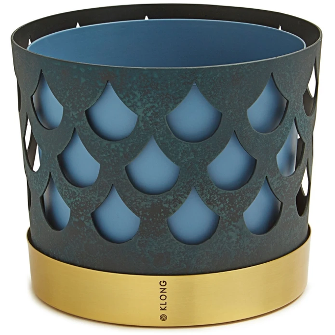 Photo of Trio Flower Pot - Medium, Drop, Grey-Blue - Pots & Vases - Ania Pauser - Gold, Blue