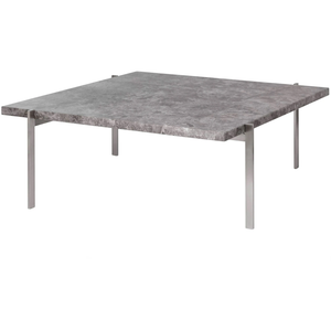 Photo of Pk61, Grey-brown Marble, Matt ground - Coffee table - Poul Kjærholm - Grey - Metal/stone