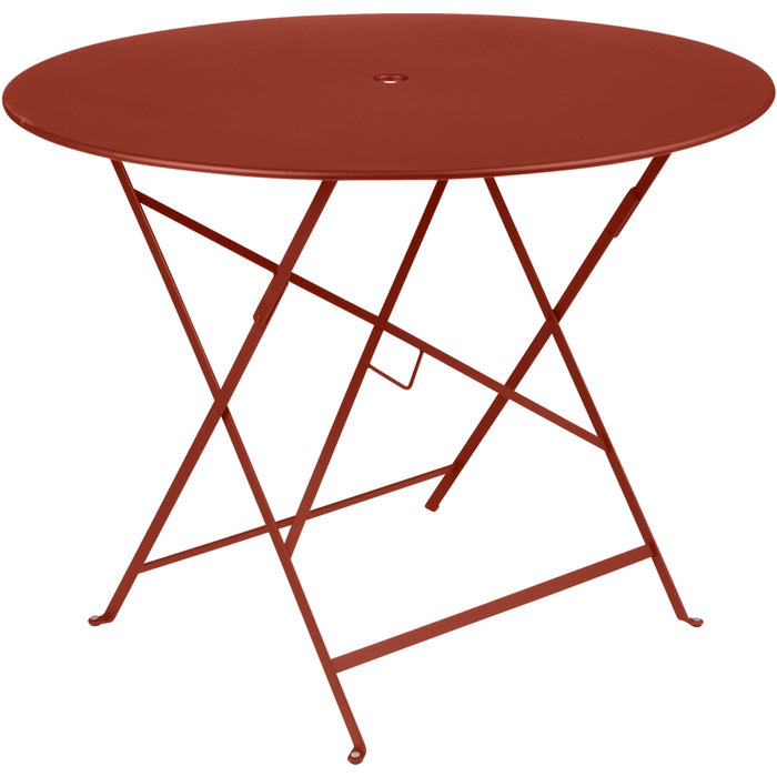 Photo of Bistro Table Ø 96 cm, Red Ochre - Garden Table - Red - Metal