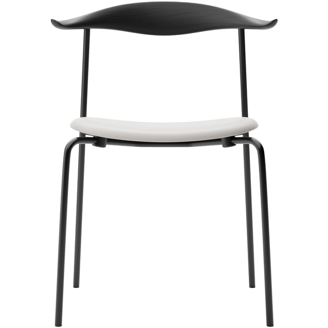 Photo of Carl Hansen - Ch88p - Black Steel, Oak, Black, Leather Group B Thor 310 - Dining Chairs - Hans J. Wegner - Grey - Leather/Wood
