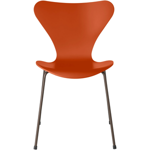 Photo of 3107 Seven, coloured box, Venetian Red, Underframe Brown Bronze - Dining chairs - Arne Jacobsen - Red - Metal/wood