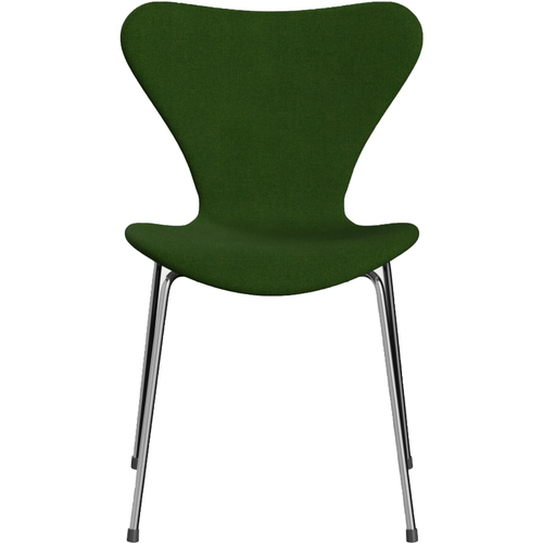 Photo of 3107 Sjuan - Fully upholstered, Fabric, Hallingdal 960 - Dining chairs - Arne Jacobsen - Green - Metal/wood/textile material