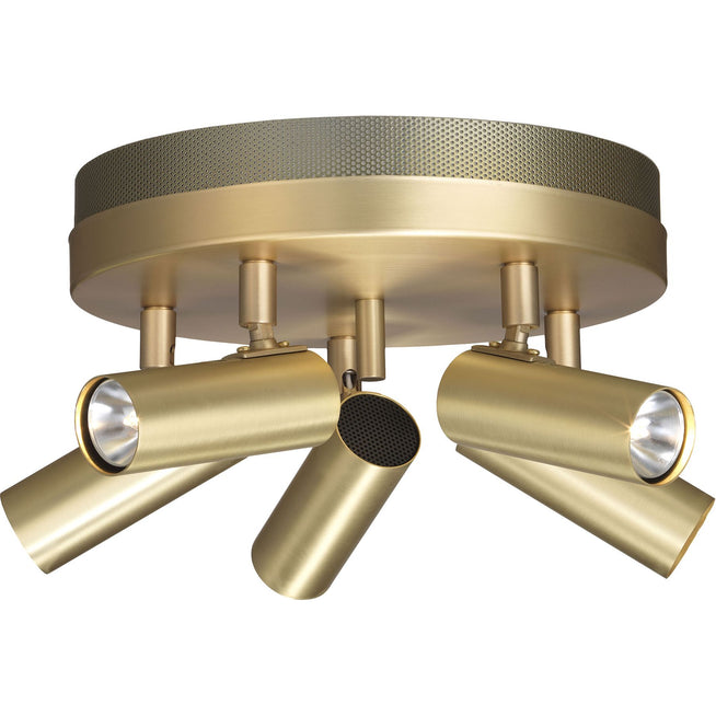 Photo of Puck Ceiling Lamp, matt brass, 5-burner - Spotlights - Åke Hultgren - Gold