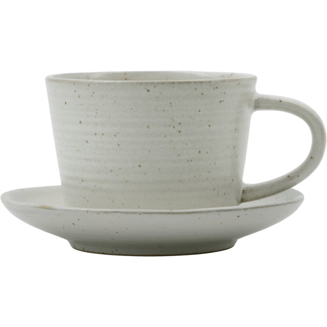 Photo of Peony Cup and Saucer Grey/White Set of 4 Pieces