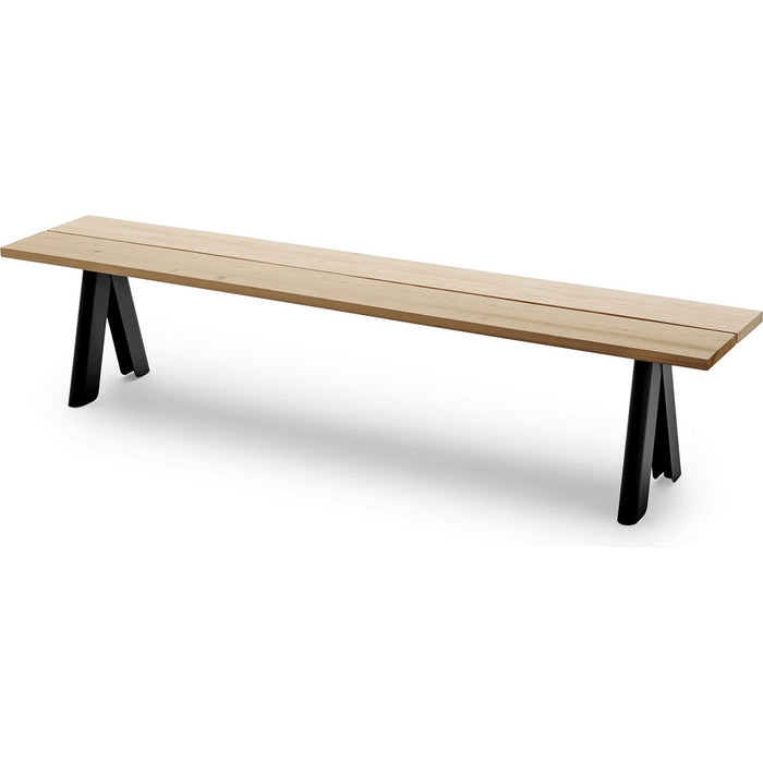 Photo of Overlap Bench Anthracite Black - Garden Benches - Taf Studio - Black - Metal/Wood