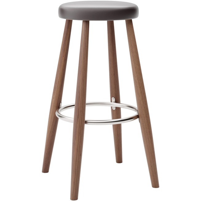 Photo of Carl Hansen - Ch56 High Stool, Oiled Walnut, Leather Group B Thor - 306 - Bar stools & Bar stools - Hans J. Wegner - Wood - Leather/metal/wood