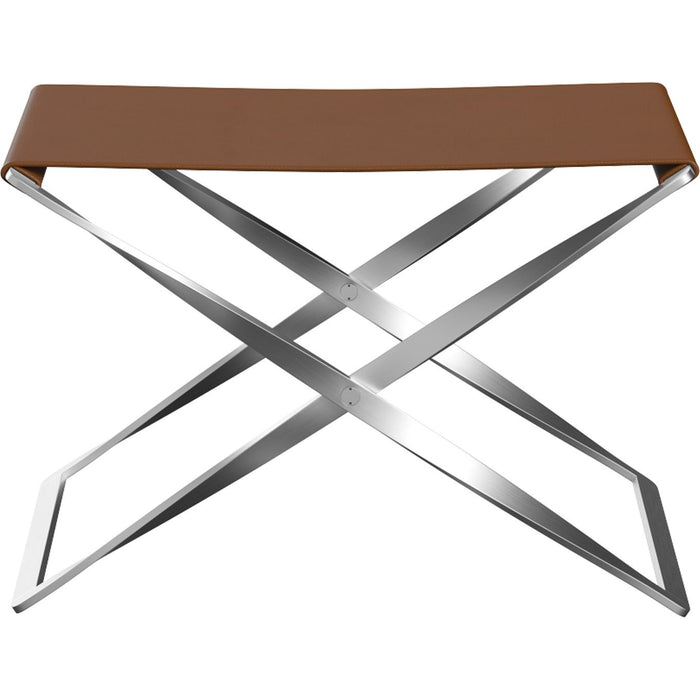 Photo of Pk91, Leather, Aura Walnut - Footstools - Poul Kjærholm - Brown - Metal