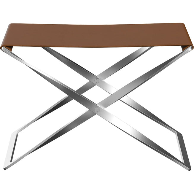 Photo of Pk91, Leather, Aura Walnut - Footstools - Poul Kjærholm - Brown - Metal