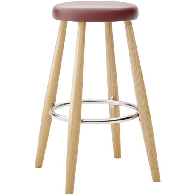 Photo of Carl Hansen - Ch58 Low Stool, Clear Lacquered Oak, Leather Group B Thor - 332 - Bar stools & Bar stools - Hans J. Wegner - Wood - Leather/metal/wood