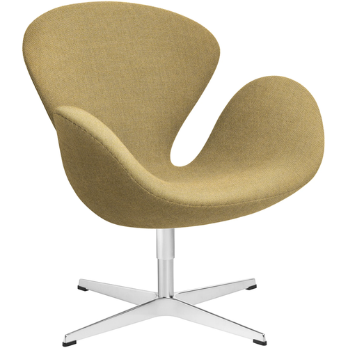 Photo of 3320 Swan Armchair, Yellow 1110 Christianshavn Fabric, Swivel Star Base - Swivel Armchairs - Arne Jacobsen - Yellow - Metal/Foam/Wool